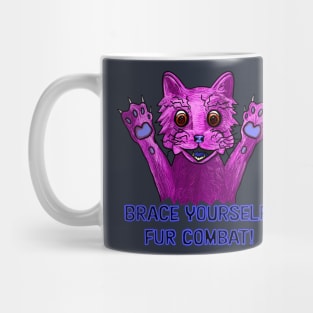 Brace Yourself Fur Combat Crazed Cat Mug